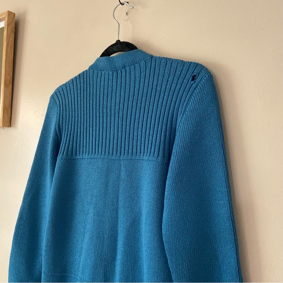 St John•DAMAGED blue knit button up cardigan blouse - Picture 9 of 12